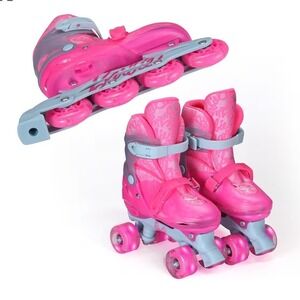 Barbie 2-in-1 Roller Skates Inline Quad Combo Light Up Wheels Size 12-2